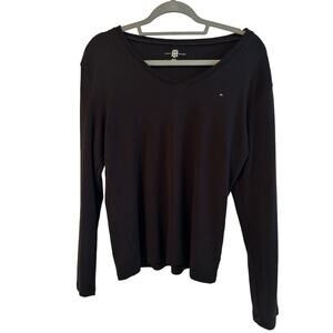Tommy Hilfiger Women's Black V Neck Sweater Size XL Extra Large NICE